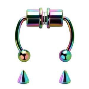 Stainless Steel Magnetic Septum Nose Ring Non-Pierced Clip On Fake Nose Ring